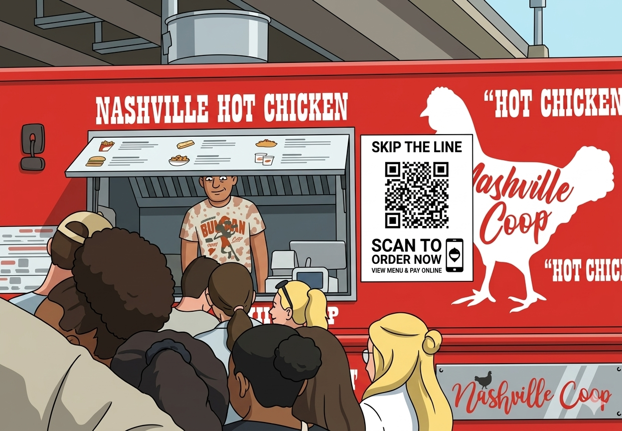 Food truck serving customers