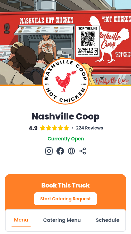 Food truck serving customers