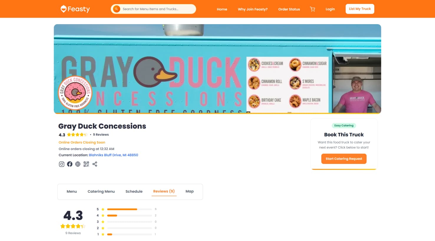 Food truck profile screenshot