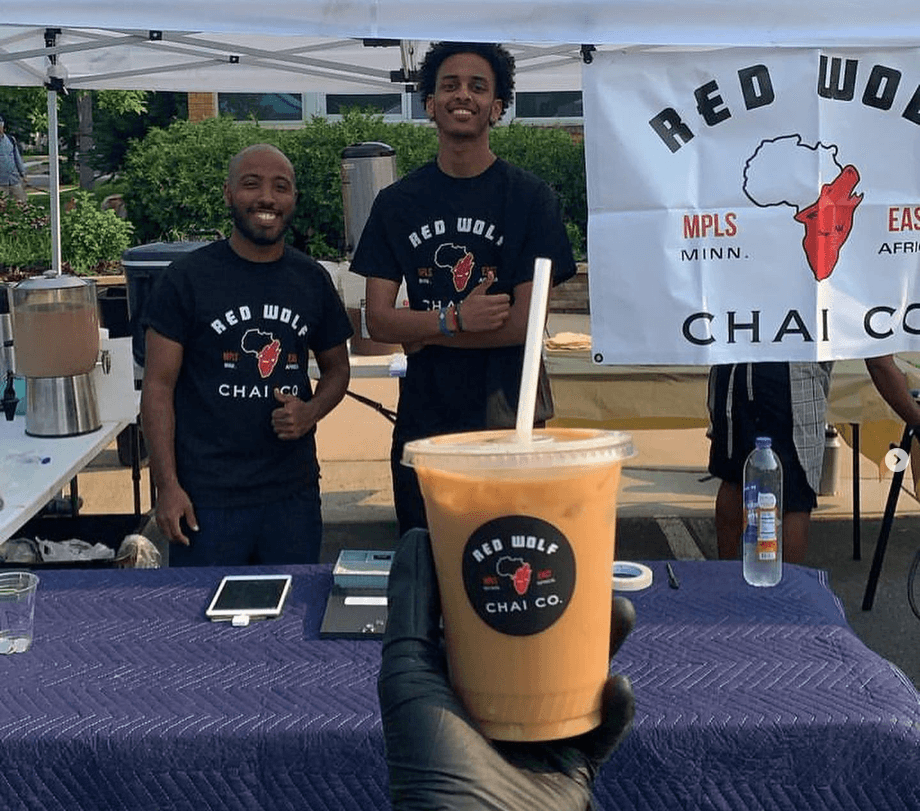 A drinks cart serving customers