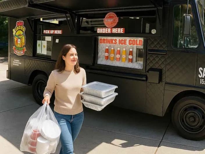 Customer picking up food order